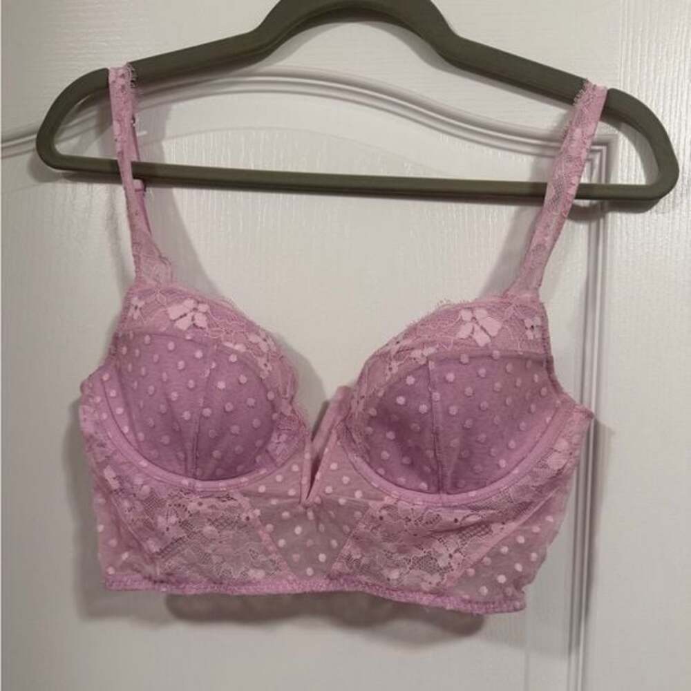Lace Polka Dot Bralette - Pink
